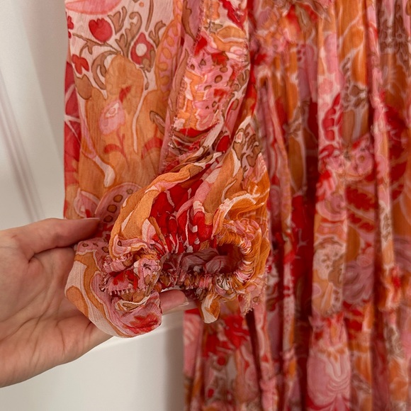 Zimmermann Ruffle Floral Print 100% Silk Mini Dress - Picture 5 of 11